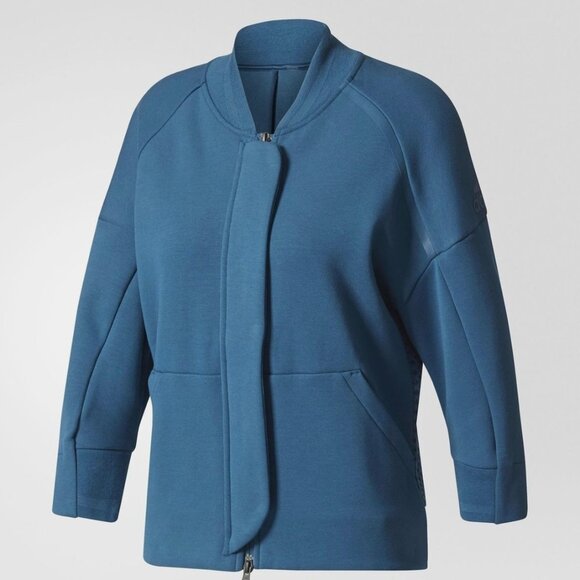 ADIDAS BP9354 Z.N.E. MODERN Knit Bomber JACKET Petrol Night XS - Picture 6 of 15